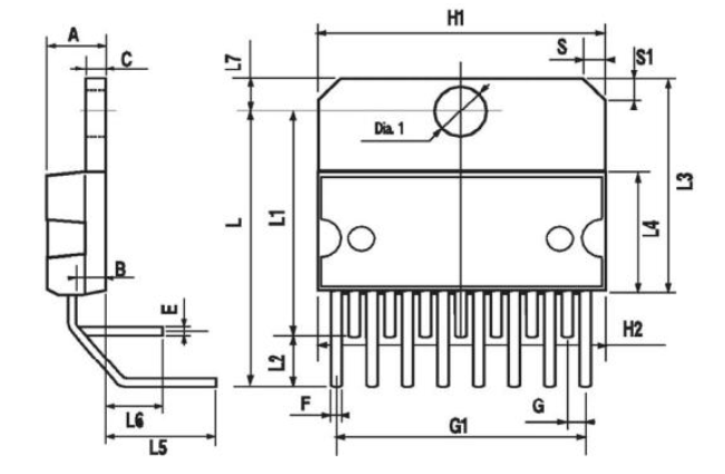 TDA7377 Dimensions