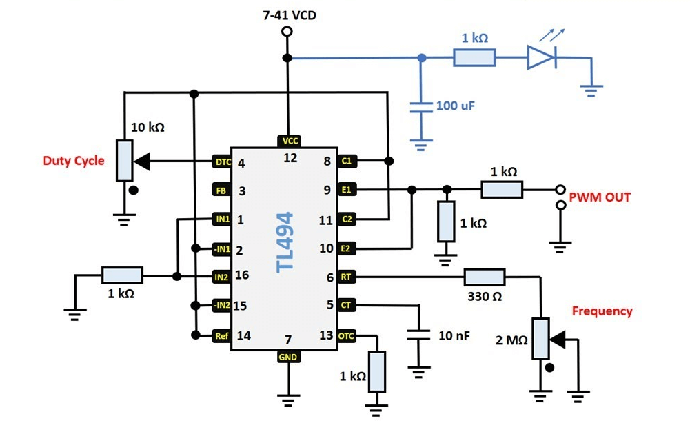  TL494 Pulse Width Modulation Control Circuit